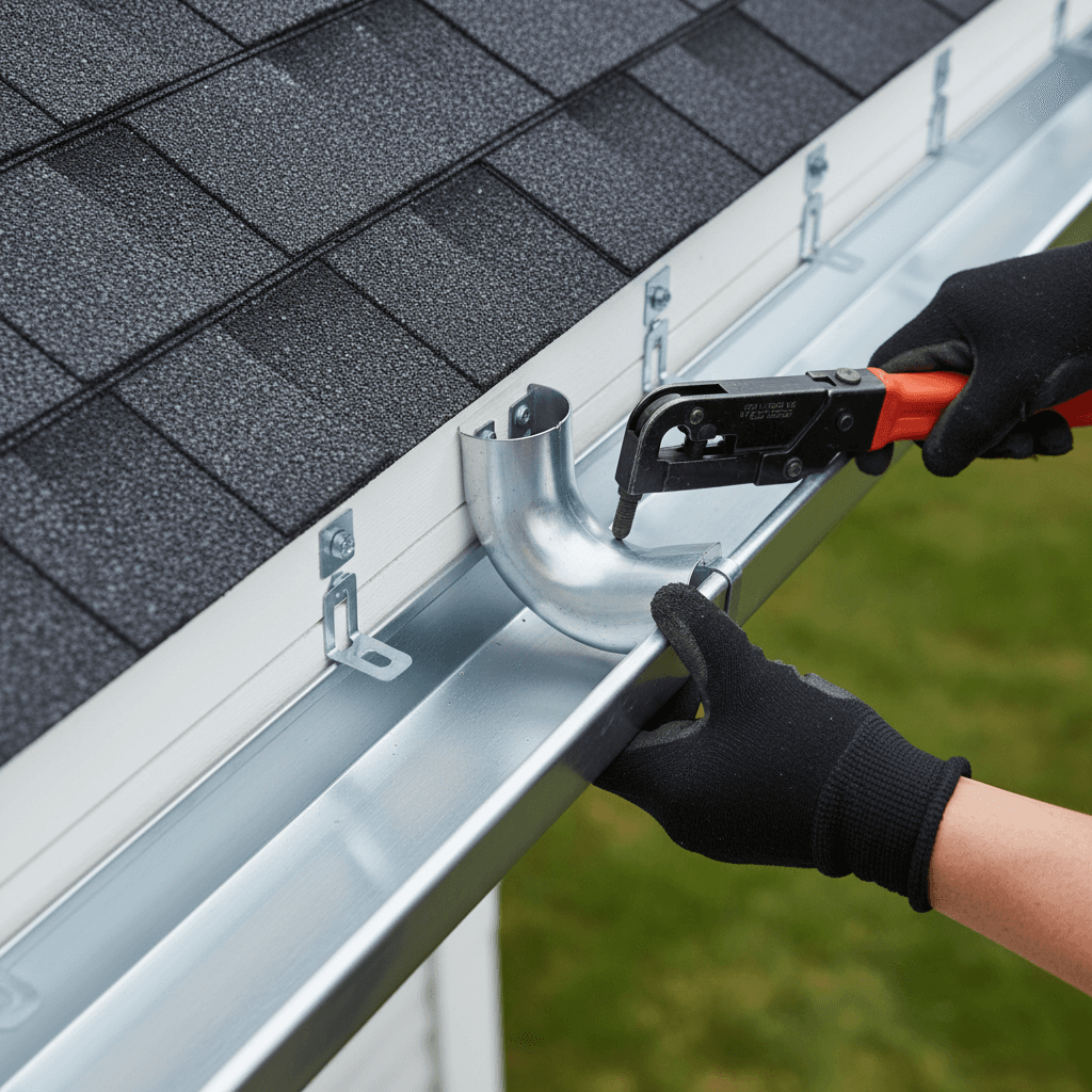 Premium copper gutter system with patina finish